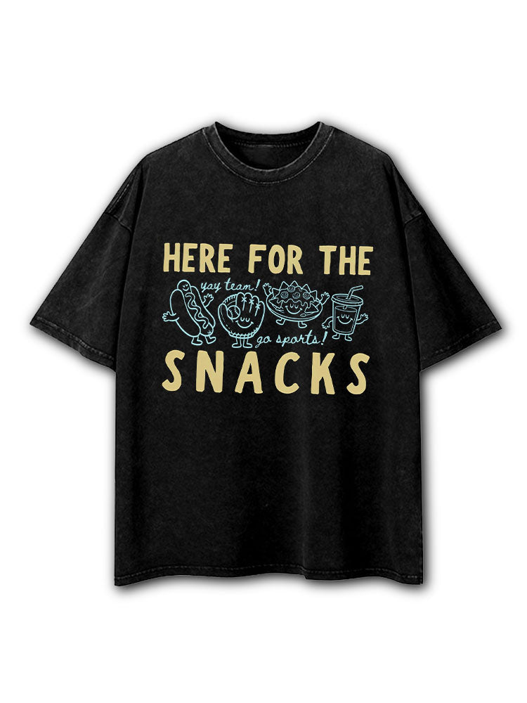 HERE FOR THE SNACKS Washed T-Shirt