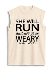She Will Run and Not Grow Weary Vintage Washed Cotton Tank Top