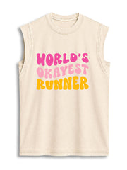 WORLD’S OKAYEST RUNNER Vintage Washed Cotton Tank Top