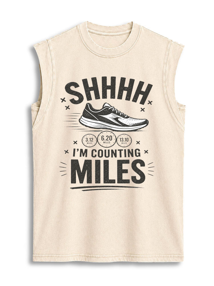 I'm Counting Miles Vintage Washed Cotton Tank Top