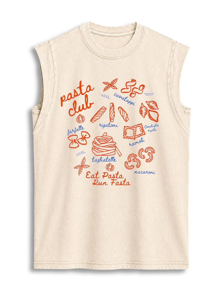 pasta club Eat Pasta Run Fasta Vintage Washed Cotton Tank Top
