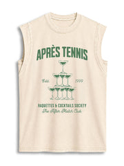APRÈS TENNIS RAQUETTES & COCKTAILS SOCIETY Vintage Washed Cotton Tank Top