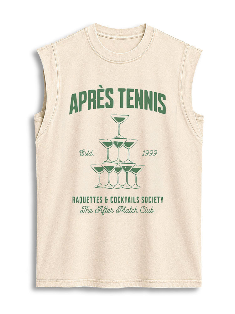 APRÈS TENNIS RAQUETTES & COCKTAILS SOCIETY Vintage Washed Cotton Tank Top