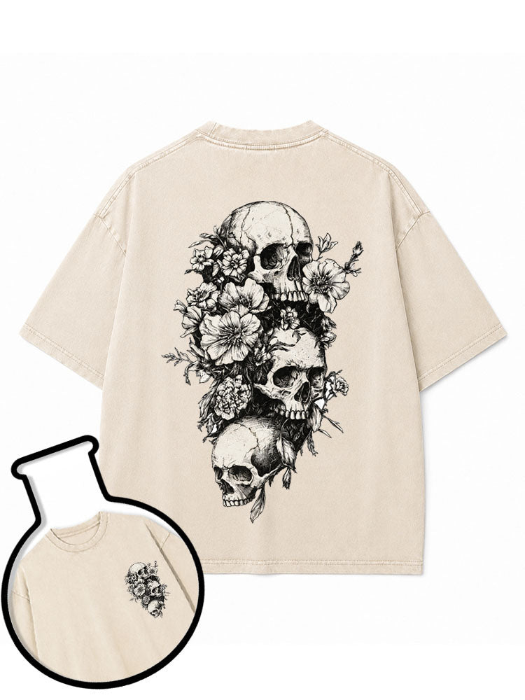 Floral Skull Washed T-Shirt