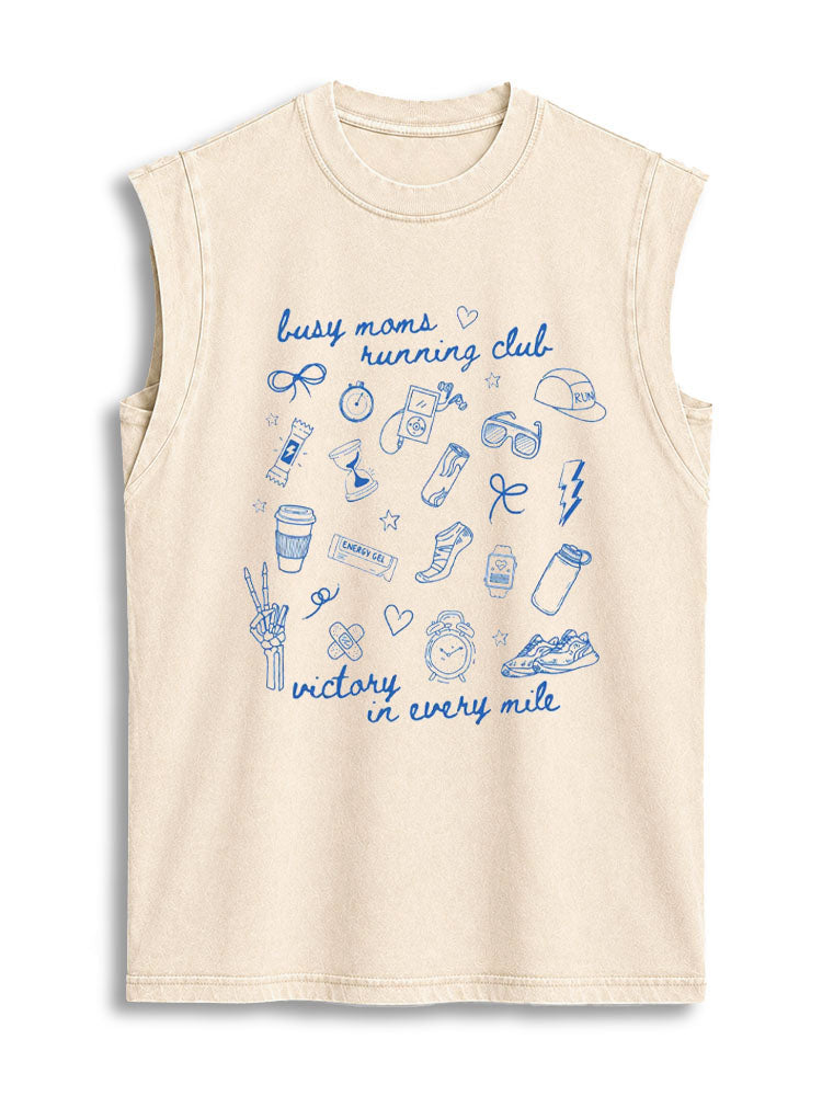 busy moms running club Vintage Washed Cotton Tank Top
