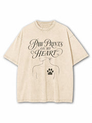 Paw Prints On My Heart Washed T-Shirt
