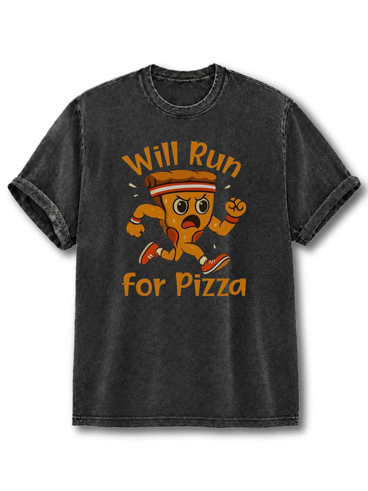 Will Run For Pizza Washed T-Shirt