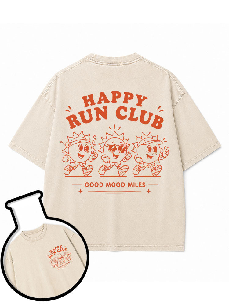 HAPPY RUN CLUB GOOD MOOD MILES Washed T-Shirt