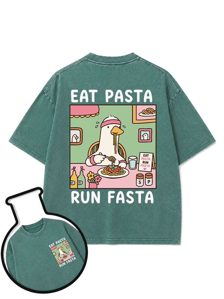 EAT PASTA RUN FASTA Washed T-Shirt