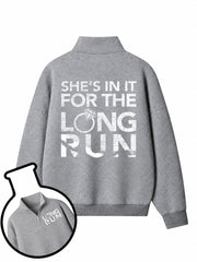 She's In It For The Long Run Half-Zip Fleece Pullover