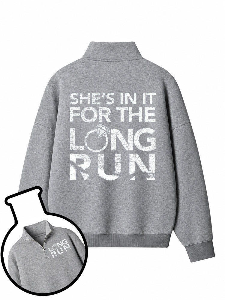 She's In It For The Long Run Half-Zip Fleece Pullover