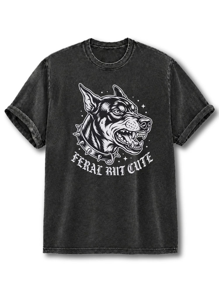 Feral But Cute Washed T-Shirt