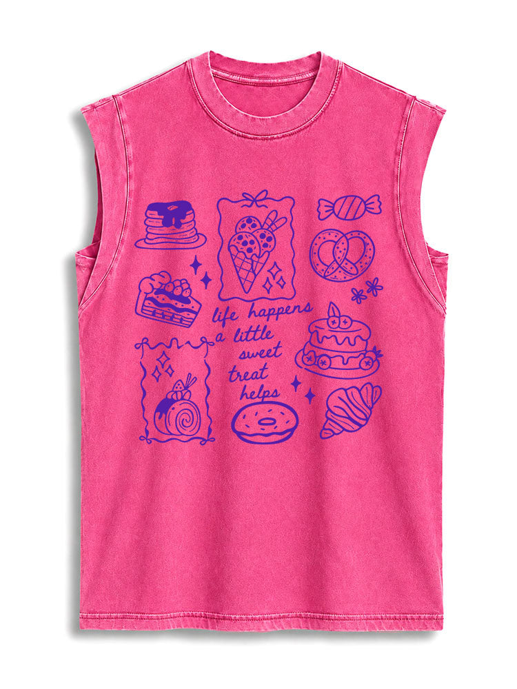 life happens a little sweet treat helps Vintage Washed Cotton Tank Top