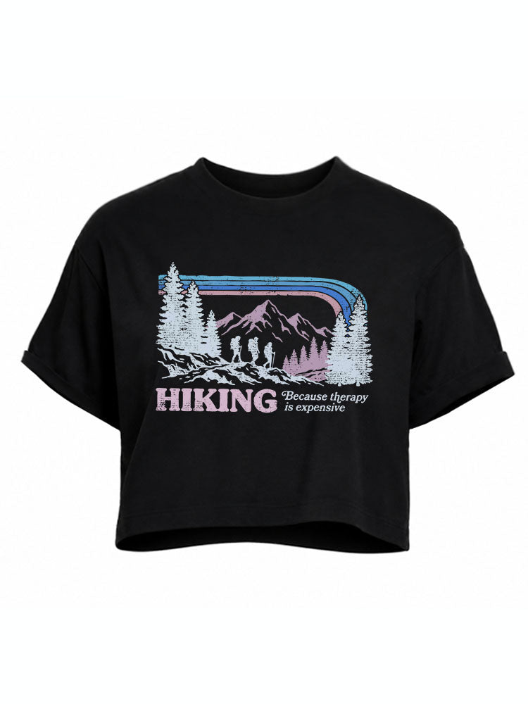 HIKING Because therapy is expensive Crop Tops