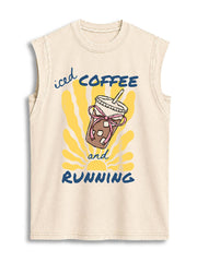 iced COFFEE and RUNNING Vintage Washed Cotton Tank Top