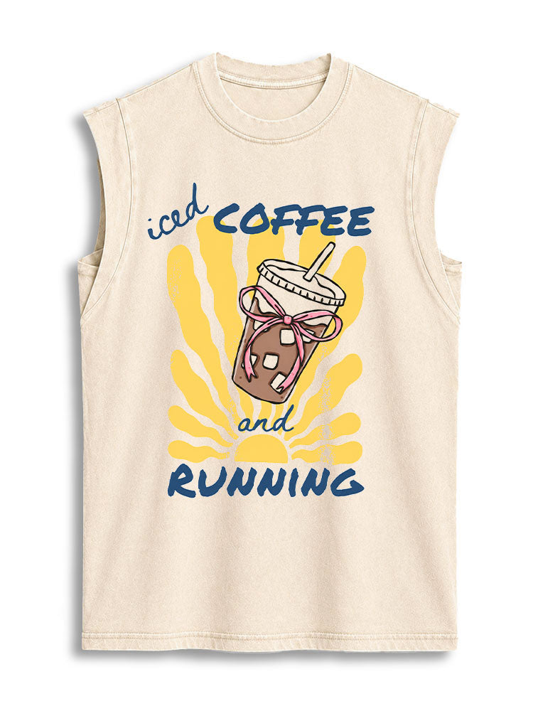iced COFFEE and RUNNING Vintage Washed Cotton Tank Top