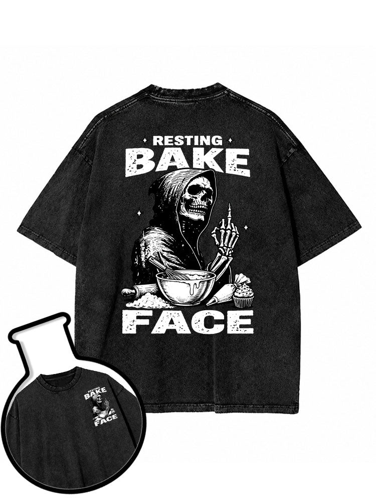 Resting BAKE Face Washed T-Shirt