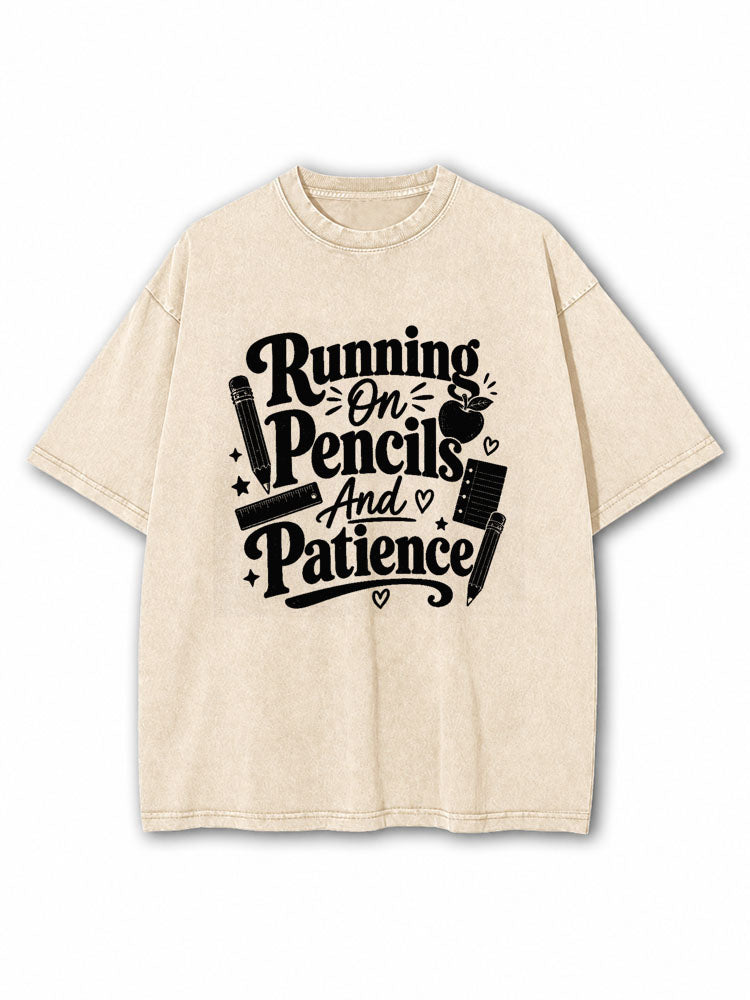 Running On Pencils And Patience Washed T-Shirt