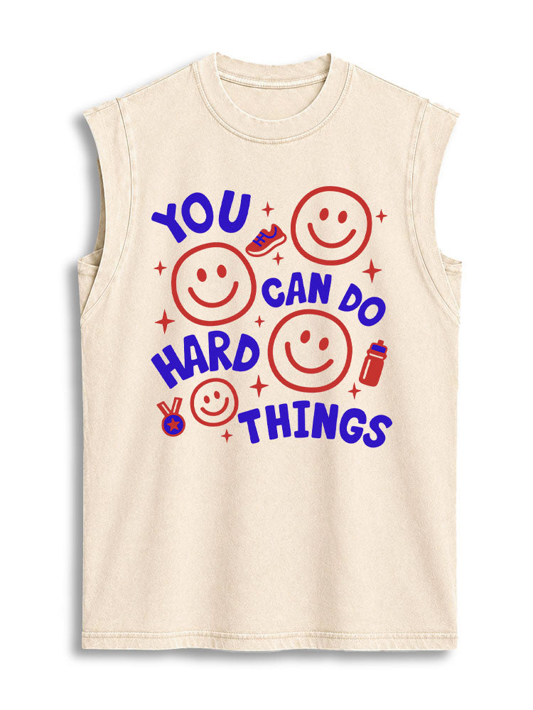 YOU CAN DO HARD THINGS Vintage Washed Cotton Tank Top