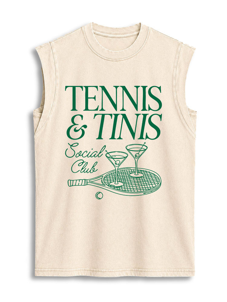 TENNIS & TINIS Social Club Vintage Washed Cotton Tank Top