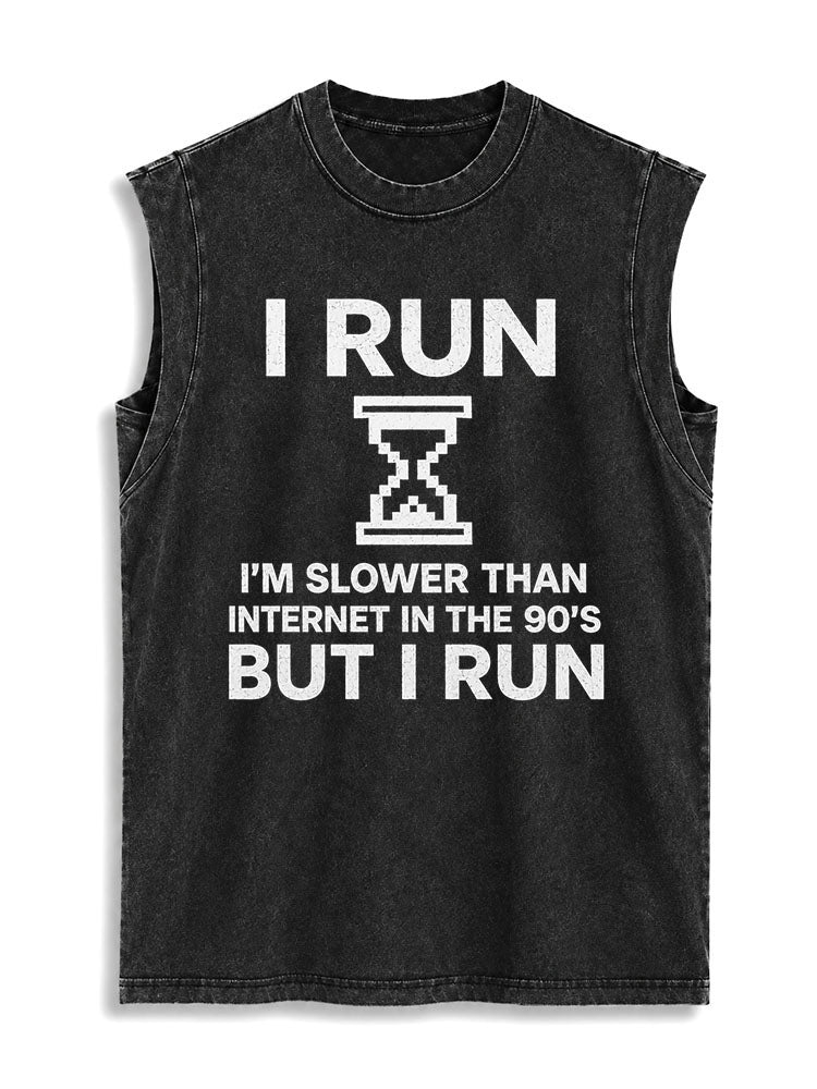 I RUN Vintage Washed Cotton Tank Top