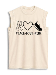 Peace Love Run Vintage Washed Cotton Tank Top