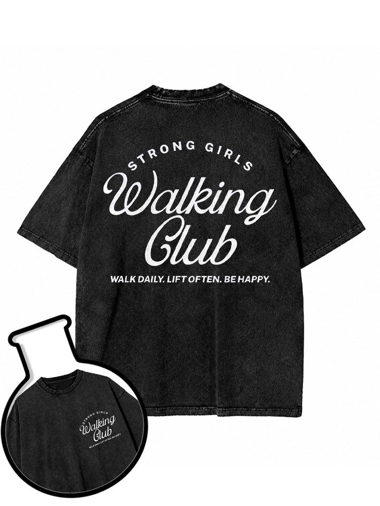 STRONG GIRLS WALKING CLUB Washed T-Shirt