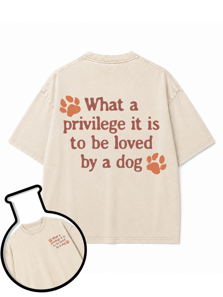What a privilege it is to be loved by a dog Washed T-Shirt