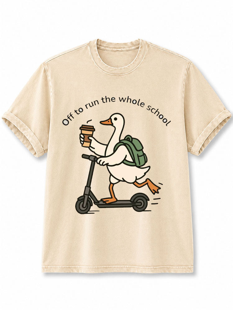 Off to run the whole school Washed T-Shirt