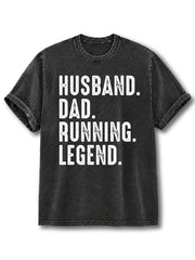 Husband Dad Running Legend Washed T-Shirt