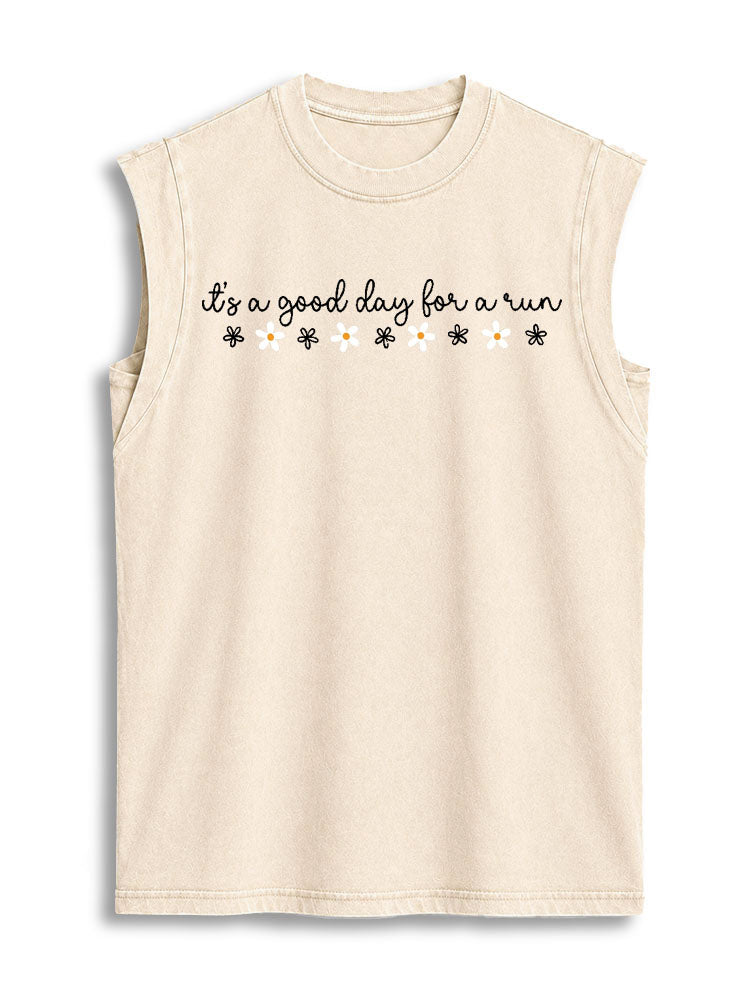 It’s A Good Day For A Run Vintage Washed Cotton Tank Top