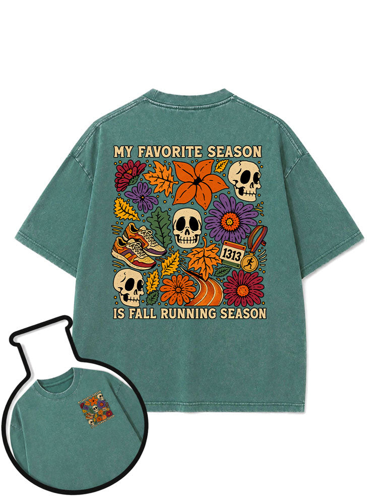 My favorite season is the fall running season Washed T-Shirt