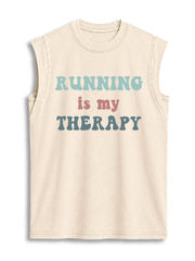 Running is my Therapy  Vintage Washed Cotton Tank Top