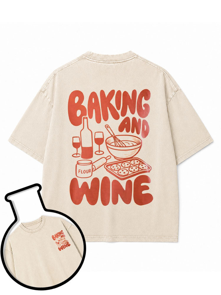 BAKING AND WINE Washed T-Shirt