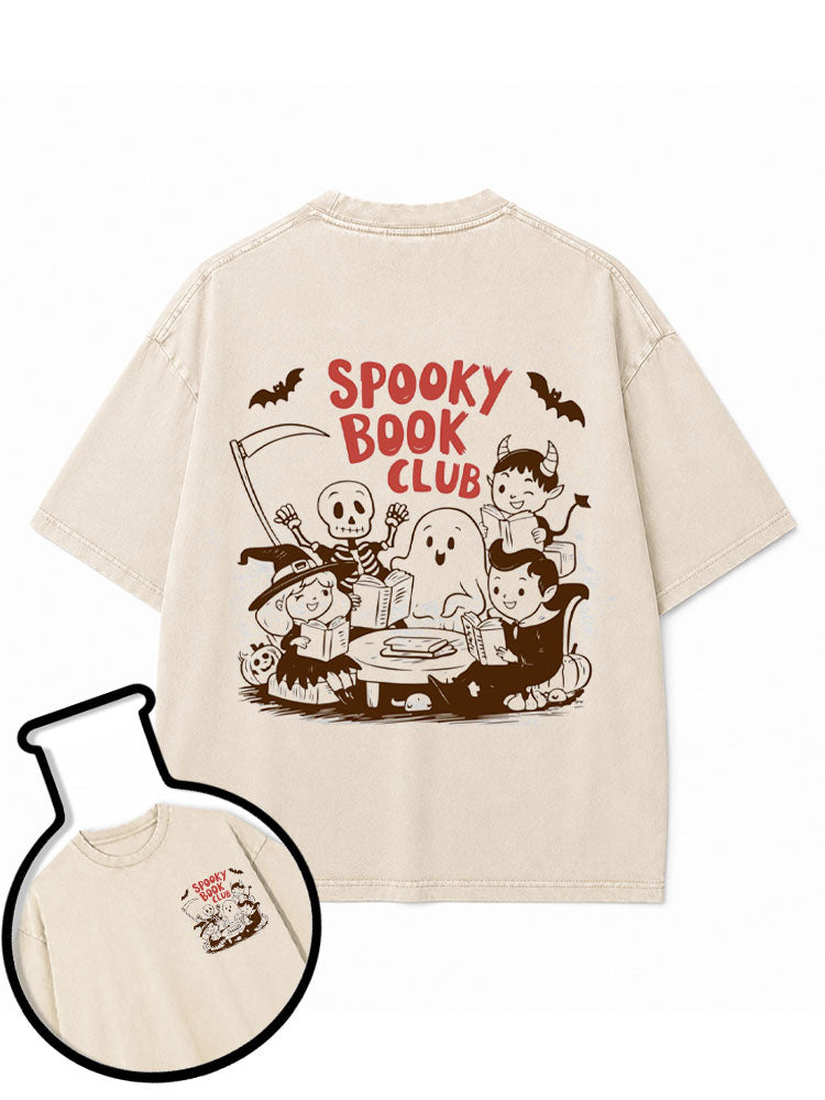 SPOOKY BOOK CLUB Washed T-Shirt