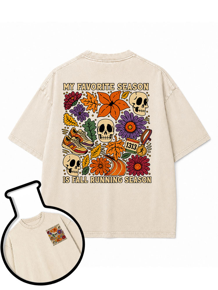 My favorite season is the fall running season Washed T-Shirt
