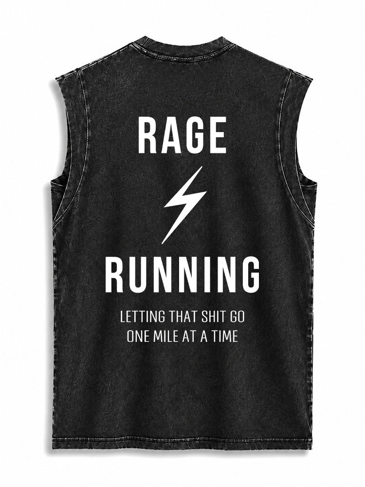 Rage Running Back Printed Vintage Washed Cotton Tank Top