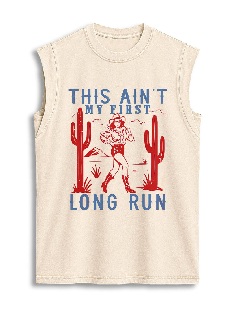 THIS AIN'T MY FIRST LONG RUN Vintage Washed Cotton Tank Top