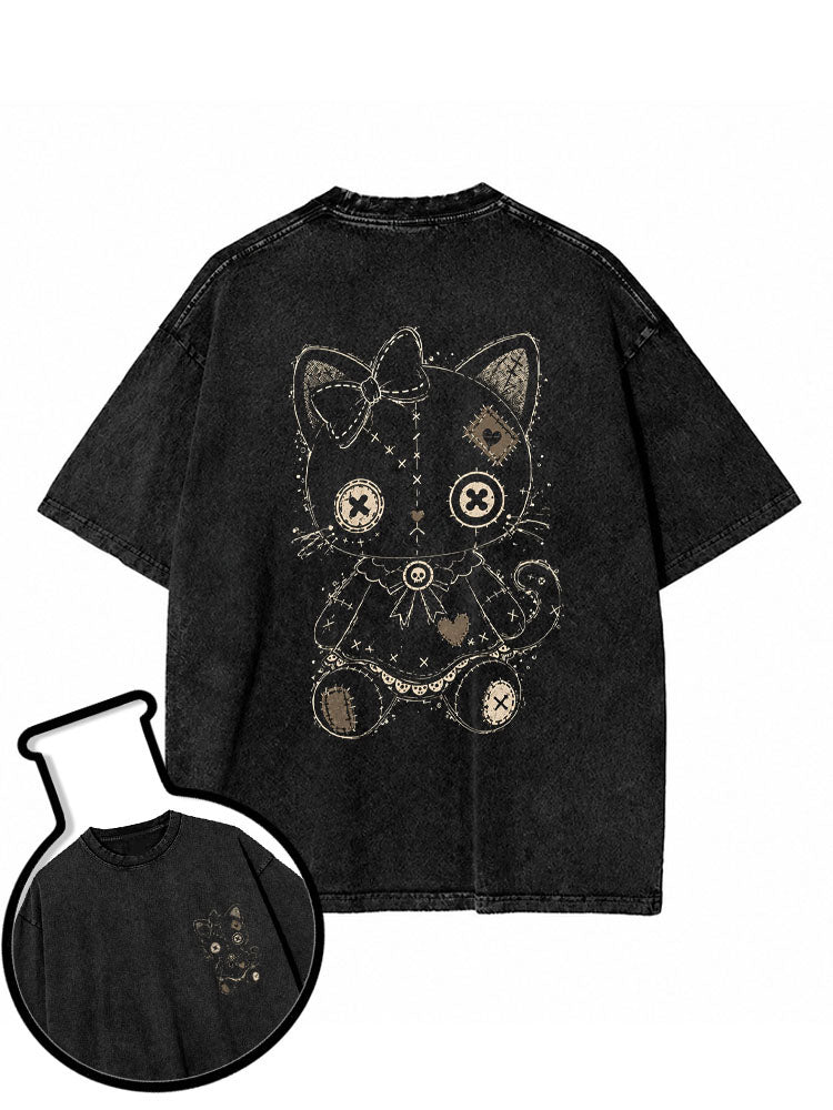 Voodoo Cat Doll Washed T-Shirt