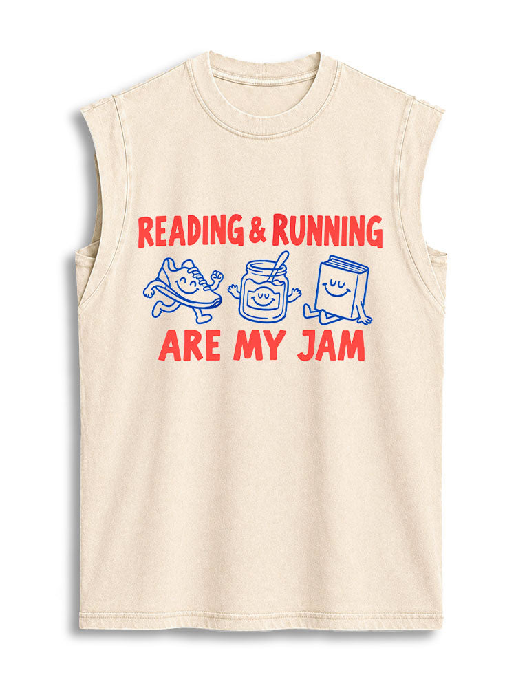 READING & RUNNING ARE MY JAM Vintage Washed Cotton Tank Top