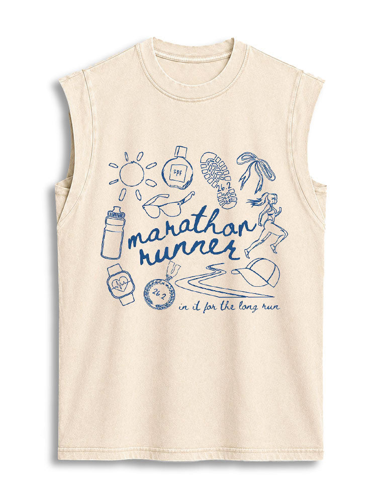 marathon runner  in it for the long run Vintage Washed Cotton Tank Top