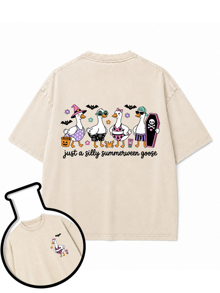 Just A Silly Summerween Goose Washed T-Shirt