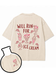 WILL RUN FOR ICE CREAM Washed T-Shirt
