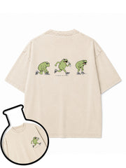 Funny Jogging Frogs Washed T-Shirt