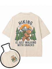 HIKING  IS JUST WALKING WITH SNACKS Washed T-Shirt