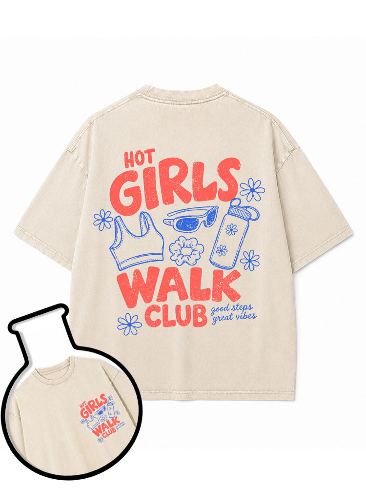 HOT GIRLS WALK CLUB Washed T-Shirt