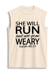 She Will Run and Not Grow Weary Vintage Washed Cotton Tank Top
