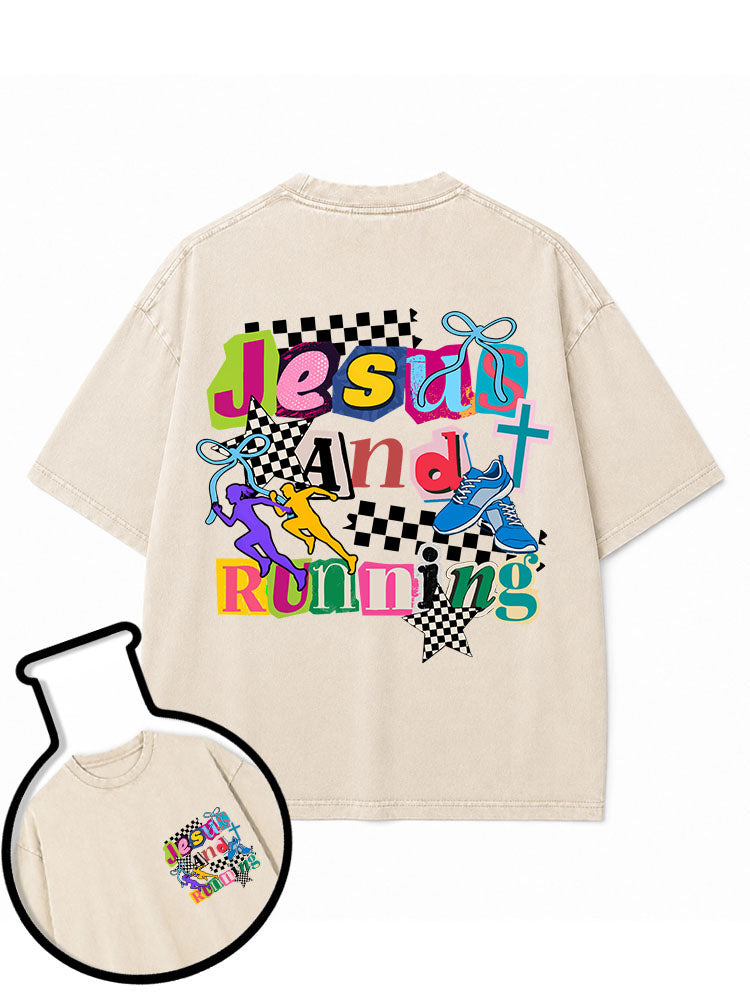 Jesus And Running Washed T-Shirt