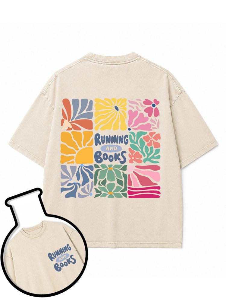 RUNNING AND BOOKS Washed T-Shirt