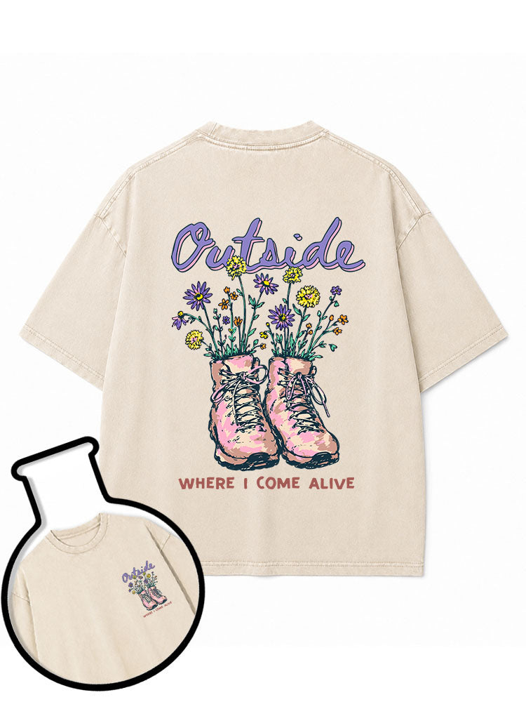 Outside WHERE I COME ALIVE Washed T-Shirt